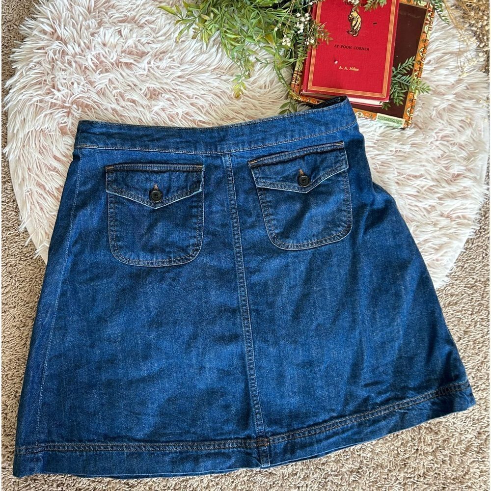 Gap 1969 Blue A Line Denim Jean Knee Length Side Zip Skirt Sz 31 R Preppy